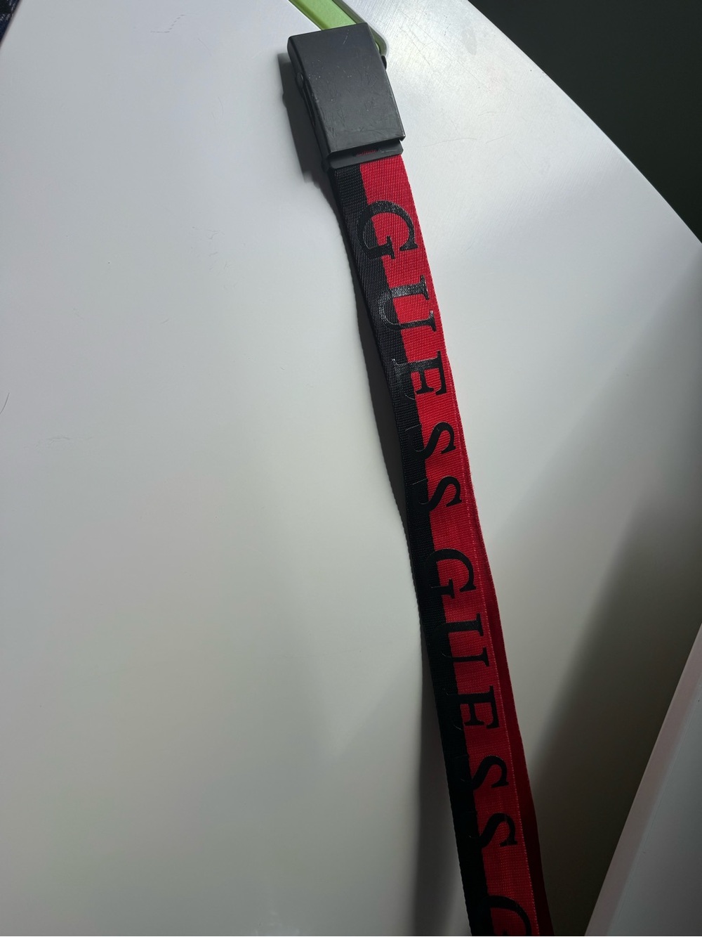 Guess Red and Black Logo Webbing Belt with Buckle